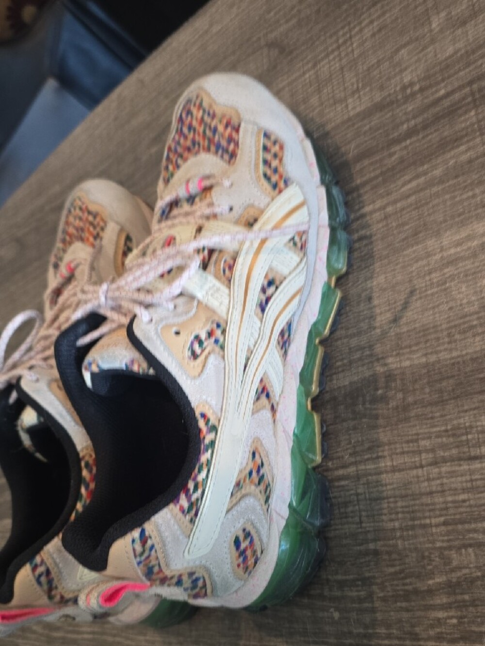 ASICS Gel Nandi Beige Sneakers with Multicolor Knit Accents